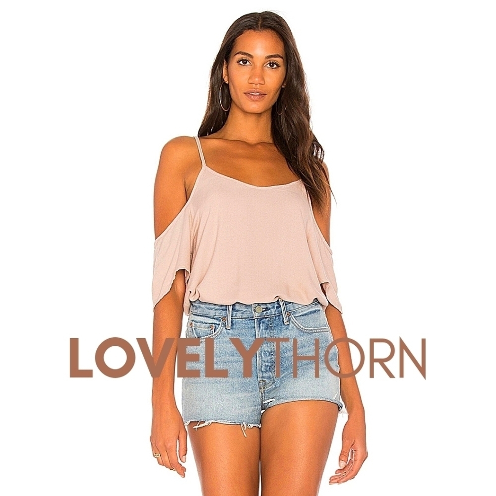 MICHAEL LAUREN // zion cold shoulder short sleeved adjustable strap top